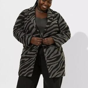 Torrid Grey Tiger Wave Jacquard Blazer Style Coat 2X NWT 40995116